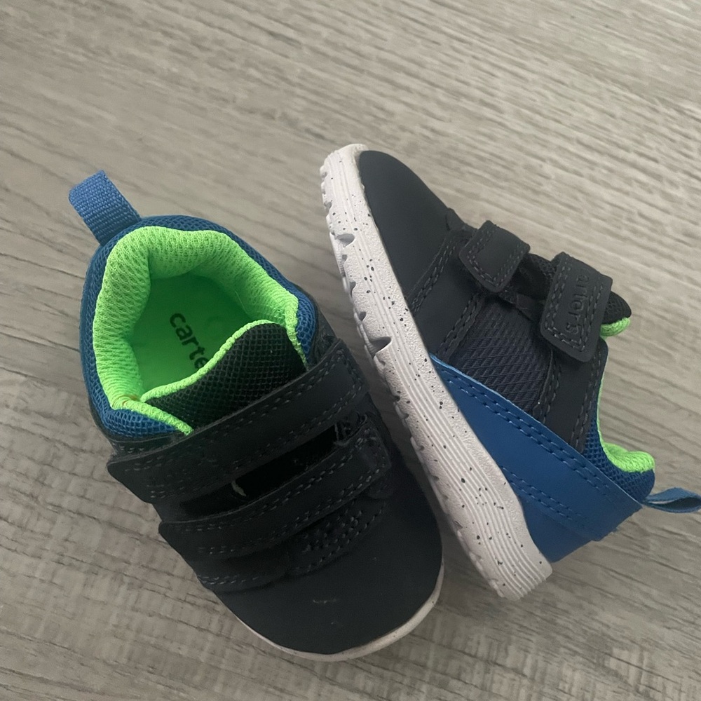 Carter's Kids Sneakers in Black and Blue with Green Accents